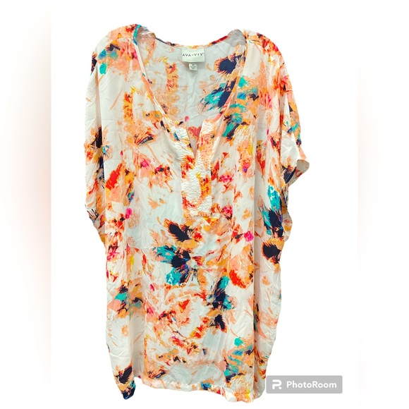 Ava & Viv Tops - AVA & VIV Semi Sheer Vneck Dolman Belted Tunic size 4X